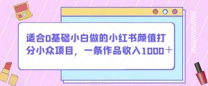 适合0基础小白做的小红书颜值打分小众项目,一条作品收入1000+【揭秘】-润泽资源库