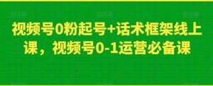视频号0粉起号+话术框架线上课,视频号0-1运营必备课-润泽资源库