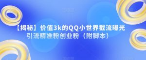 【揭秘】价值3k的QQ小世界截流曝光引流精准粉创业粉（附脚本）-润泽资源库