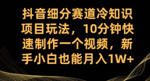 抖音细分赛道冷知识项目玩法，10分钟快速制作一个视频，新手小白也能月入1W+【揭秘】-润泽资源库