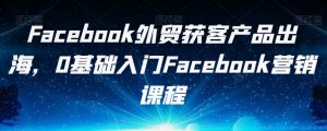 Facebook外贸获客产品出海，0基础入门Facebook营销课程-润泽资源库