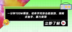 一分钟700W播放，进来学完你也能做到，保姆式教学，暴力变现【揭秘】-润泽资源库