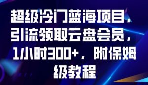 超级冷门蓝海项目，引流领取云盘会员，1小时300+，附保姆级教程-润泽资源库