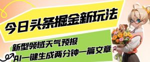 今日头条掘金新玩法，关于新型领域天气预报，AI一键生成两分钟一篇文章，复制粘贴轻松月入5000+-润泽资源库