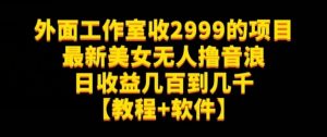 外面工作室收2999的项目最新美女无人撸音浪日收益几百到几千【教程+软件】(仅揭秘)-润泽资源库