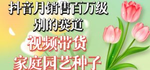 抖音月销售百万级别的赛道，视频带货家庭园艺种子，无需实拍小白可做-润泽资源库