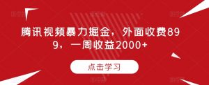 腾讯视频暴力掘金，外面收费899，一周收益2000+【揭秘】-润泽资源库