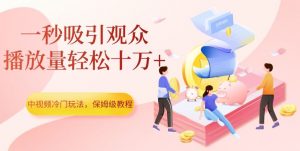 中视频冷门玩法，一秒吸引观众，播放量轻松十万+，保姆级教程【揭秘】-润泽资源库