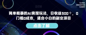简单粗暴的AI变现玩法，日收益300＋，0门槛0成本，适合小白的副业项目-润泽资源库