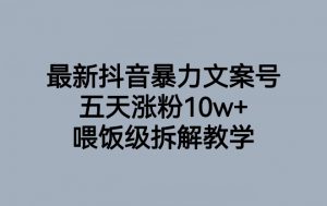 最新抖音暴力文案号，五天涨粉10w+，喂饭级拆解教学-润泽资源库