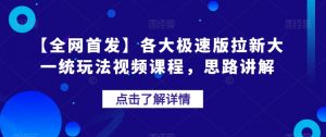 【全网首发】各大极速版拉新大一统玩法视频课程,思路讲解【揭秘】-润泽资源库