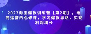 2023淘宝爆款训练营【第2期】，电商运营的必修课，学习爆款思路，实现利润增长-润泽资源库