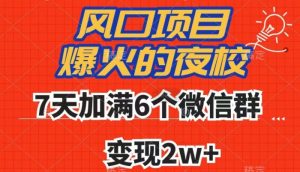 全网首发，爆火的夜校，7天加满6个微信群，变现2w+【揭秘】-润泽资源库