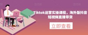Tiktok运营实操课程，海外版抖音短视频直播带货-润泽资源库