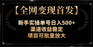 【全网变现首发】新手实操单号日入500+，渠道收益稳定，项目可批量放大【揭秘】-润泽资源库