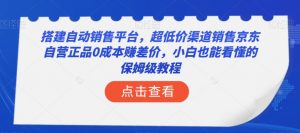 搭建自动销售平台，超低价渠道销售京东自营正品0成本赚差价，小白也能看懂的保姆级教程【揭秘】-润泽资源库
