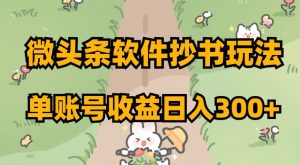 微头条软件抄书玩法，单账号收益日入300+【揭秘】-润泽资源库