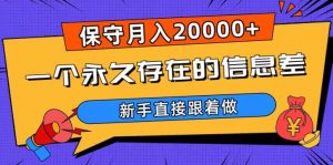 一个永久存在的信息差,保守月入20000+,新手直接跟着做【揭秘】-润泽资源库