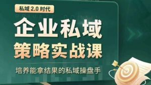 私域2.0时代:企业私域策略实战课,培养能拿结果的私域操盘手-润泽资源库