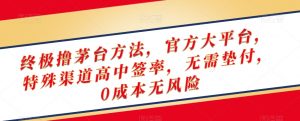 终极撸茅台方法,官方大平台,特殊渠道高中签率,无需垫付,0成本无风险【揭秘】-润泽资源库