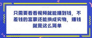 谁做过这么简单的项目？只需要看看视频就能赚到钱，不差钱的富豪还能换成实物，赚钱就是这么简单！【揭秘】-润泽资源库