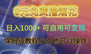 0元免费撸烟花日入1000+可自用可变现保姆级教程小白也可以操作【仅揭秘】-润泽资源库