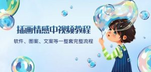 插画情感中视频教程：软件、图案、文案等一整套完整流程，送文案模版、话题标题分类-润泽资源库