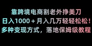靠跨境电商割老外挣美刀，日入1000＋月入几万轻轻松松！多种变现方式，落地保姆级教程【揭秘】-润泽资源库