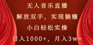 无人音乐直播,解放双手,实现躺赚,小白轻松实操,日入1000+,月入3w+【揭秘】-润泽资源库