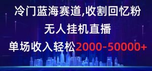冷门蓝海赛道，收割回忆粉，无人挂机直播，单场收入轻松2000-5w+【揭秘】-润泽资源库
