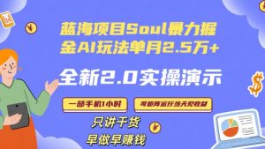 Soul怎么做到单月变现25000+全新2.0AI掘金玩法全程实操演示小白好上手【揭秘】-润泽资源库