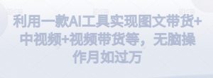 利用一款AI工具实现图文带货+中视频+视频带货等，无脑操作月如过万【揭秘】-润泽资源库
