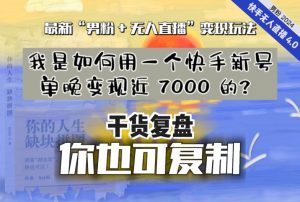 【纯干货复盘】我是如何用一个快手新号单晚变现近 7000 的?最新“男粉+无人直播”变现玩法-润泽资源库