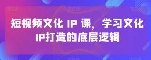 短视频文化IP课，学习文化IP打造的底层逻辑-润泽资源库