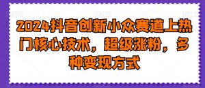 2024抖音创新小众赛道上热门核心技术，超级涨粉，多种变现方式【揭秘】-润泽资源库