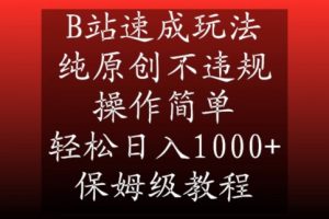 B站速成玩法,纯原创不违规,操作简单,轻松日入1000+,保姆级教程【揭秘】-润泽资源库