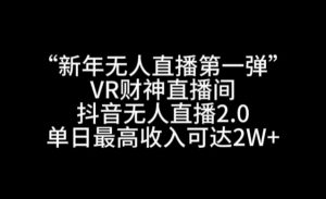 “新年无人直播第一弹“VR财神直播间，抖音无人直播2.0，单日最高收入可达2W+【揭秘】-润泽资源库