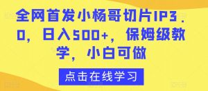 全网首发小杨哥切片IP3.0,日入500+,保姆级教学,小白可做【揭秘】-润泽资源库