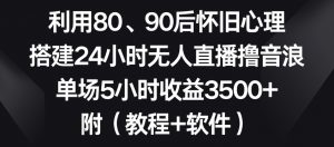 利用80、90后怀旧心理,搭建24小时无人直播撸音浪,单场5小时收益3500+(教程+软件)【揭秘】-润泽资源库