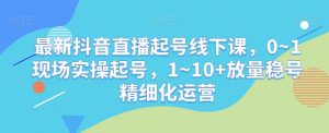 最新抖音直播起号线下课,0~1现场实操起号,1~10+放量稳号精细化运营-润泽资源库