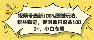 视频号最新100%原创玩法，收益稳定，亲测单日收益1000+，小白专属【揭秘】-润泽资源库