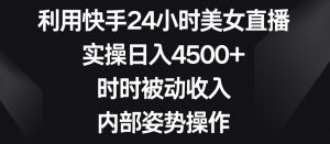 利用快手24小时美女直播，实操日入4500+，时时被动收入，内部姿势操作【揭秘】-润泽资源库