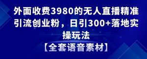 外面收费3980的无人直播精准引流创业粉,日引300+落地实操玩法【全套语音素材】【揭秘】-润泽资源库