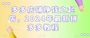 多多店铺挣钱之起店，2024年最新拼多多教程-润泽资源库