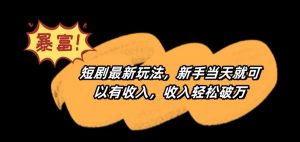 短剧最新玩法，新手当天就可以有收入，收入轻松破万【揭秘】-润泽资源库