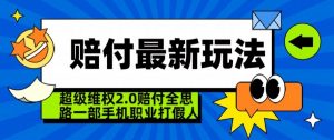 超级维权2.0全新玩法，2024赔付全思路职业打假一部手机搞定【仅揭秘】-润泽资源库