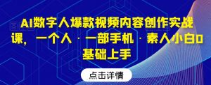 AI数字人爆款视频内容创作实战课,一个人·一部手机·素人小白0基础上手-润泽资源库