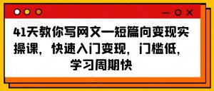 41天教你写网文—短篇向变现实操课，快速入门变现，门槛低，学习周期快-润泽资源库