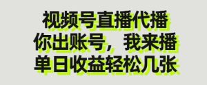视频号直播代播，你出账号我来播，单日收益轻松几张【揭秘】-润泽资源库