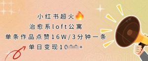 小红书超火的治愈系loft公寓，单条作品点赞16W，3分钟一条，单日变现数张-润泽资源库